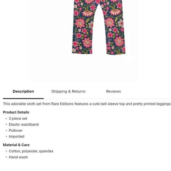 'RARE EDITIONS' TOP & PANTS SLOTH OUTFIT SET - Picture 15 of 16